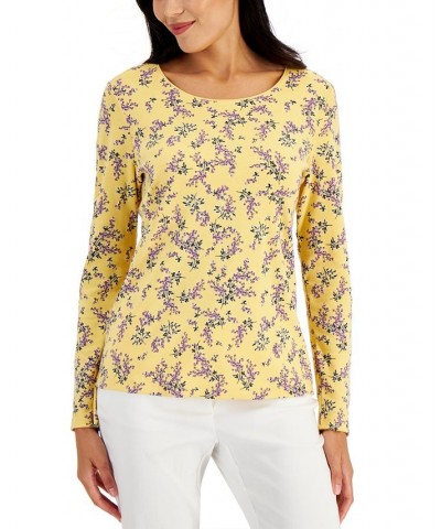 Women's Country Ditsy-Floral Top Warm Gold $7.77 Tops