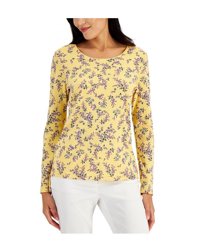 Women's Country Ditsy-Floral Top Warm Gold $7.77 Tops