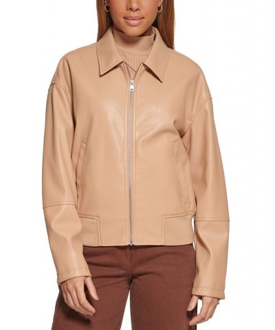Women's Faux Leather Lightweight Bomber Jacket Biscotti $41.00 Jackets