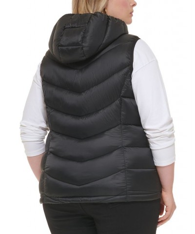 Plus Size Hooded Packable Puffer Vest Black $42.90 Coats