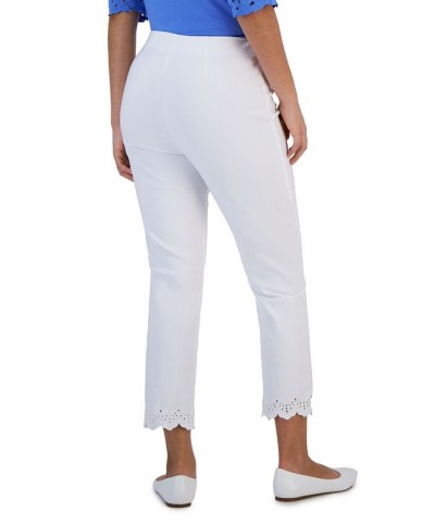 Petite Scallop Trim Cropped Pants White $19.88 Pants