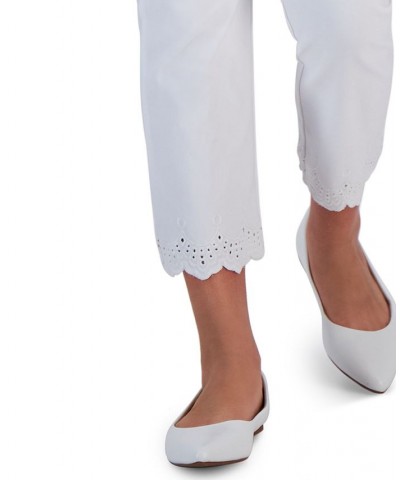 Petite Scallop Trim Cropped Pants White $19.88 Pants
