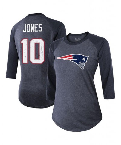 Women's Threads Mac Jones Navy New England Patriots Player Name and Number Raglan Tri-Blend 3/4-Sleeve T-shirt Navy $27.00 Tops