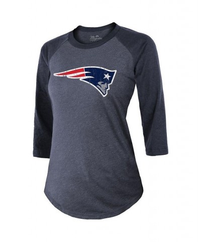 Women's Threads Mac Jones Navy New England Patriots Player Name and Number Raglan Tri-Blend 3/4-Sleeve T-shirt Navy $27.00 Tops