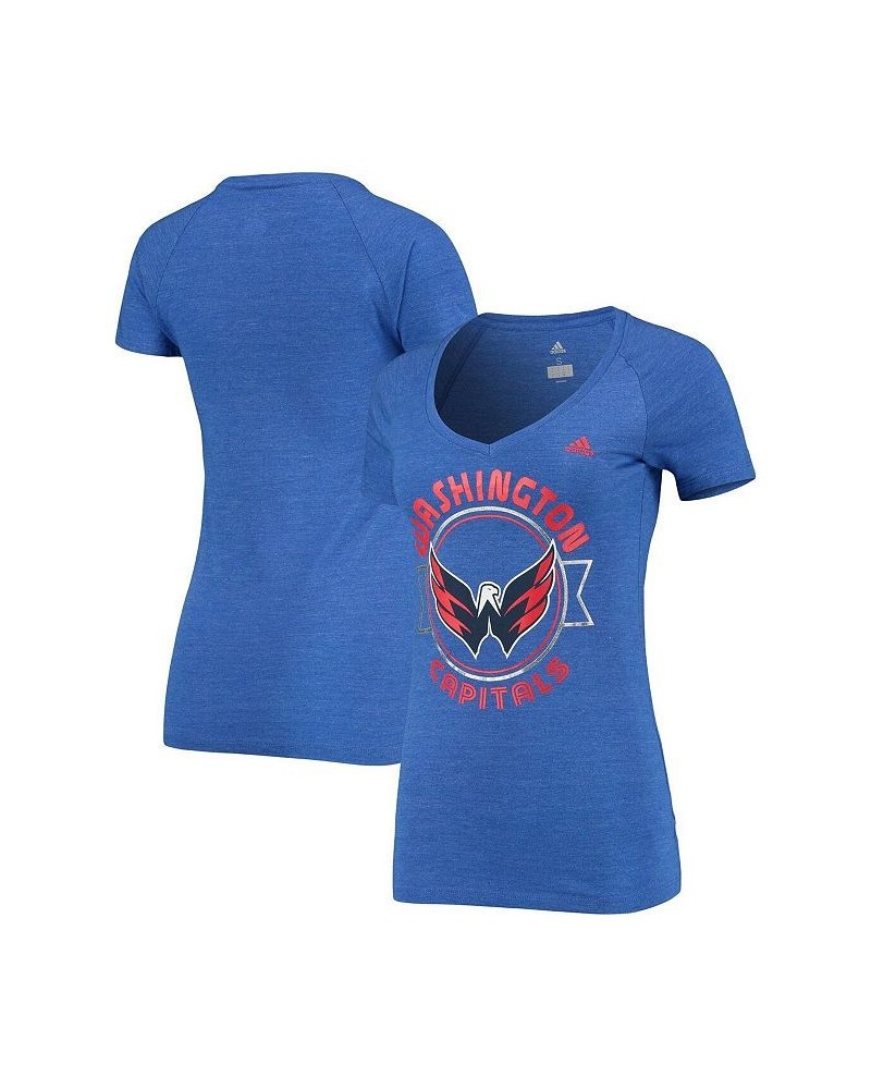 Women's Heathered Royal Washington Capitals Raglan Tri-Blend V-Neck T-shirt Royal $18.72 Tops