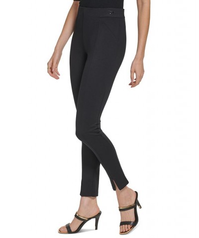 Women's Solid Zipper-Cuff Ponté-Knit Pull-On Pants Black $46.53 Pants