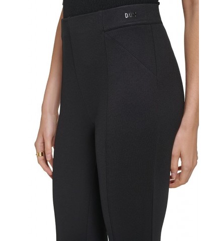 Women's Solid Zipper-Cuff Ponté-Knit Pull-On Pants Black $46.53 Pants