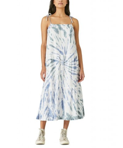 Women's Cotton Tiered Dress Blue $38.49 Dresses