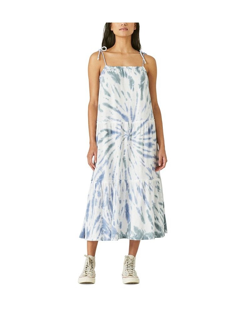 Women's Cotton Tiered Dress Blue $38.49 Dresses