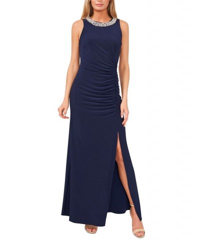 Embellished Front-Slit Gown Navy $62.55 Dresses