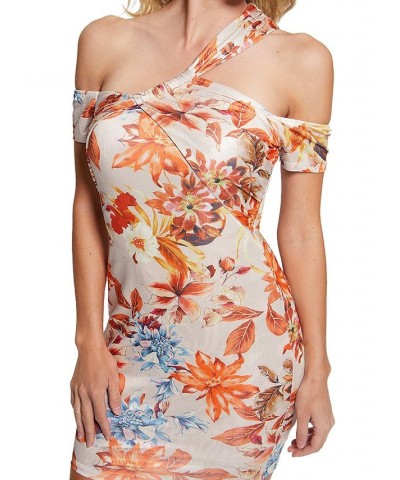Women's Malori Floral-Print Twisted Strap Bodycon Dress Sunset Garden $46.02 Dresses