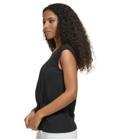 Women's Twist-Front Sleeveless Top Black $34.51 Tops