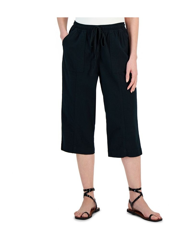 Petite Solid Quinn Cotton Capri Pants Deep Black $13.49 Pants
