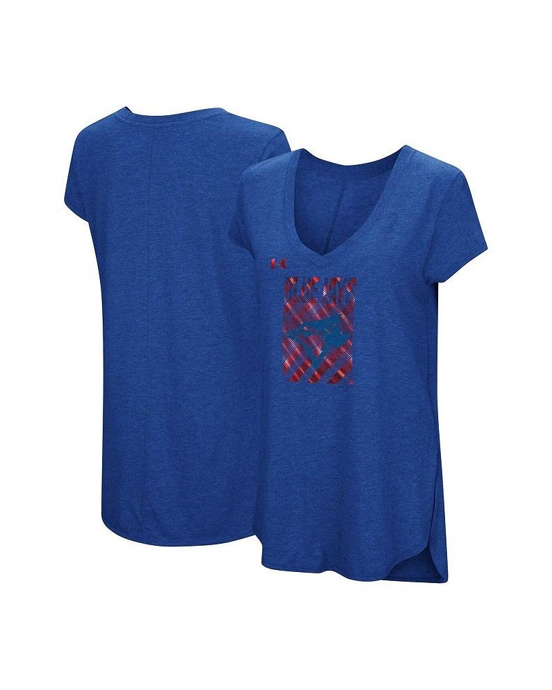 Women's Heather Royal Toronto Blue Jays Pride Streak V-Neck Tri-Blend Performance T-shirt Heathered Royal $22.50 Tops