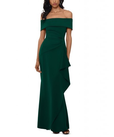 Ruffled Off-The-Shoulder Gown Green $75.24 Dresses