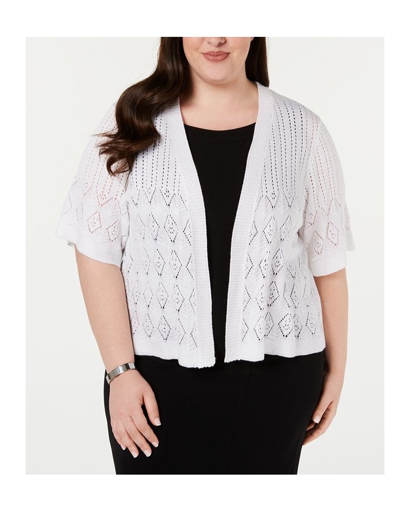 Plus Size Pointelle Cardigan White $26.54 Sweaters