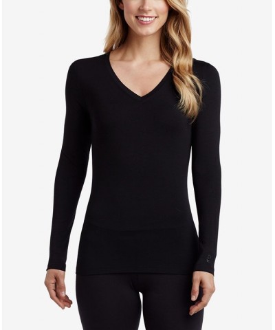 Women's Softwear with Stretch Long Sleeve V Neck Top Black $14.36 Tops