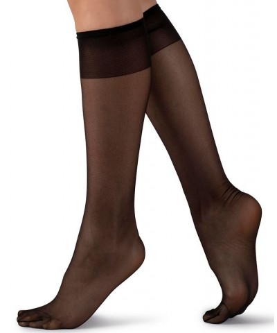 Italian Made Velvety Silk Opaque Knee-Highs Black $13.16 Socks