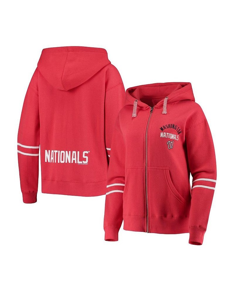 Women's Red Washington Nationals Full-Zip Hoodie Jacket Red $32.80 Jackets