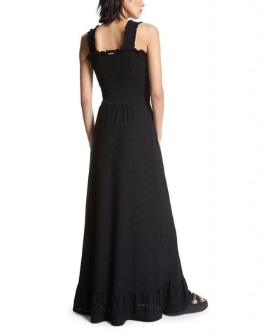 Petite Eyelet-Trim Smocked-Bodice Dress Black $78.75 Dresses