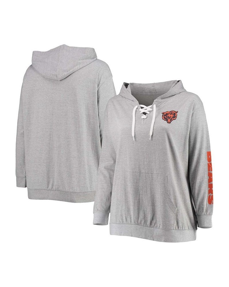 Women's Plus Size Heathered Gray Chicago Bears Lace-Up Pullover Hoodie Heathered Gray $34.44 Sweatshirts