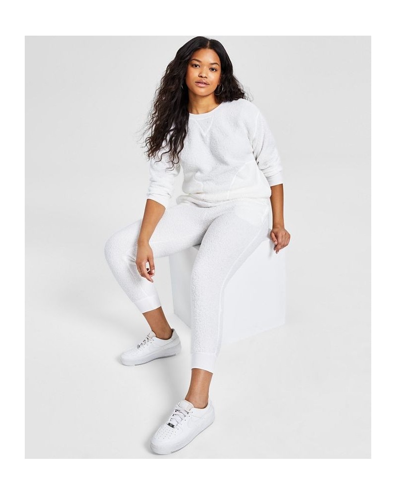 Women's Solid Sherpa Pajama Set White $16.80 Sleepwear