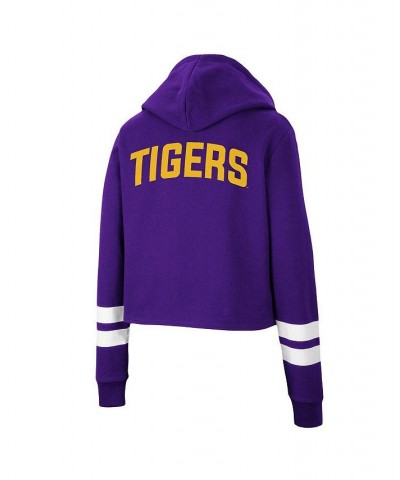 Women's Purple LSU Tigers Throwback Stripe Cropped Pullover Hoodie Purple $24.00 Sweatshirts