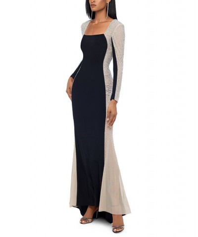 Embellished Colorblocked Gown Black/Nude/Silver $111.65 Dresses