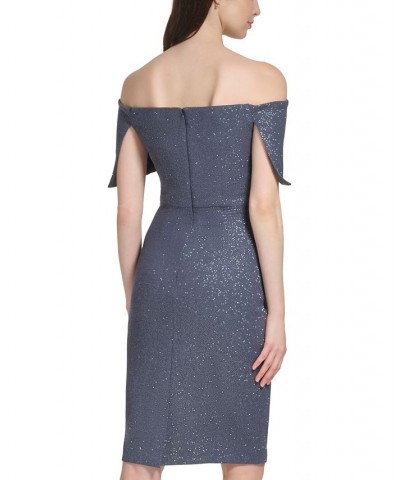 Women's Off-The-Shoulder Collared Dress Steel $73.32 Dresses