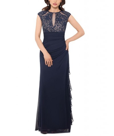 Lace-Bodice Gown Navy Blue $89.55 Dresses