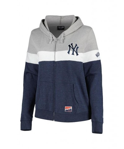 Women's Navy New York Yankees Plus Size Color-Block Full-Zip Hoodie Navy $43.85 Sweatshirts