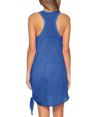 Women's Beach Dated Side-Tie Cover-Up Dress Blue $31.28 Swimsuits