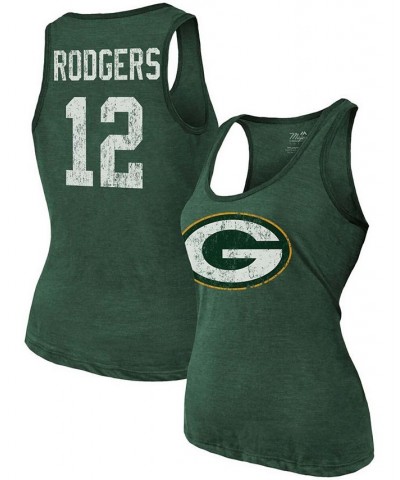 Women's Heathered Green Green Bay Packers Name Number Tri-Blend Tank Top Green $31.31 Tops