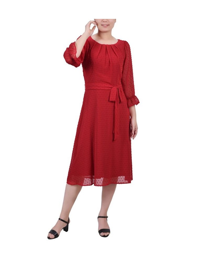 Petite Belted Swiss Dot Dress Jester Red $16.77 Dresses
