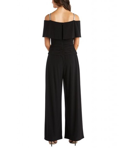 Embellished-Strap Cold-Shoulder Jumpsuit Black $40.33 Pants