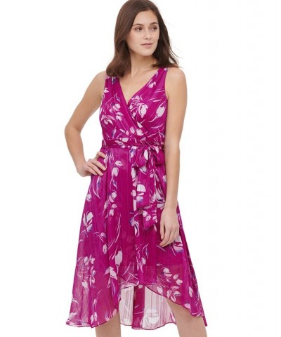 Floral-Print V-Neck Tie-Waist Faux-Wrap Dress Berry Multi $59.04 Dresses