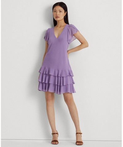 Women's Georgette Drop-Waist Dress Purple $36.90 Dresses