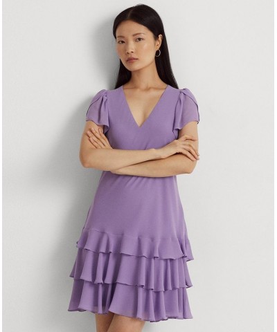 Women's Georgette Drop-Waist Dress Purple $36.90 Dresses