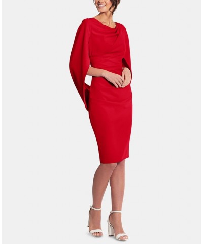 Caped Sheath Dress Red $68.97 Dresses