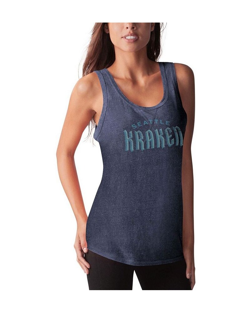 Women's Navy Seattle Kraken Playoff Tank Top Navy $18.48 Tops