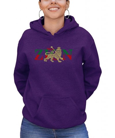 Women's Word Art Zion One Love Hooded Sweatshirt Purple $27.60 Sweatshirts