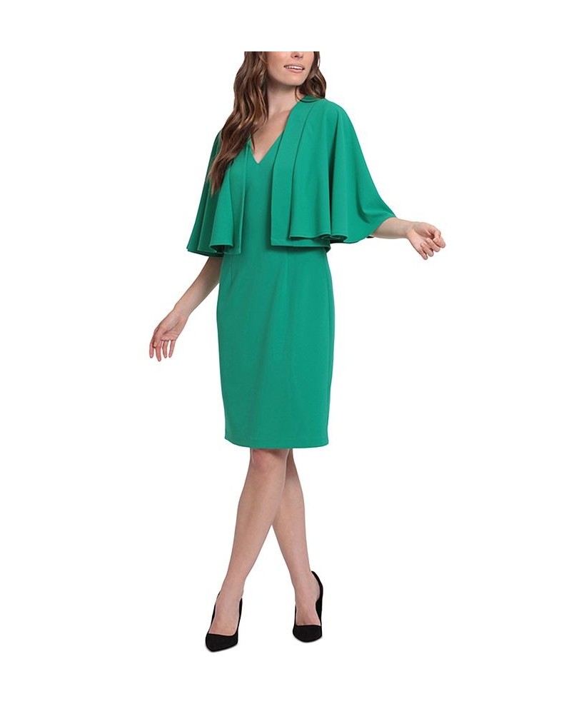 Women's Capelet Jacket & Sleeveless Sheath Dress Green $45.00 Dresses