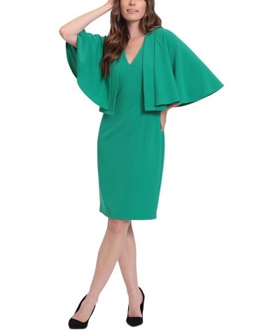 Women's Capelet Jacket & Sleeveless Sheath Dress Green $45.00 Dresses