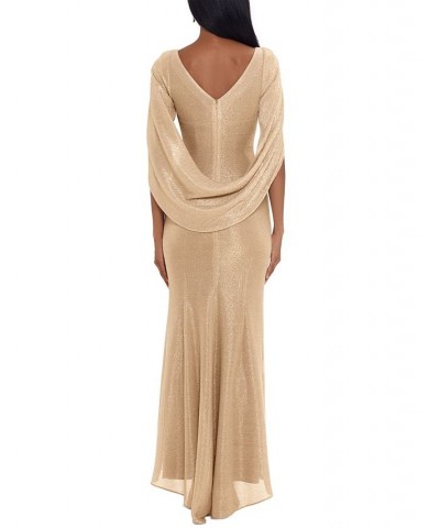 Petite Metallic Cape Gown Gold/Silver $106.19 Dresses