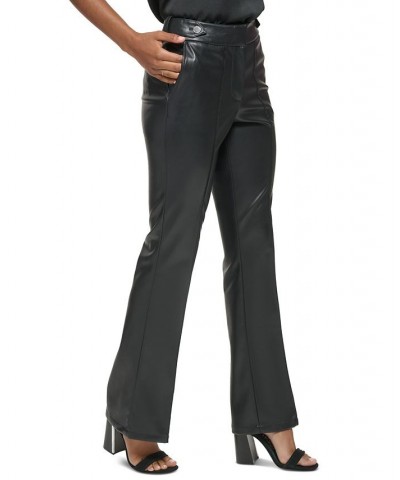Women's Faux-Leather High-Rise Flare-Leg Pants Black $34.15 Pants