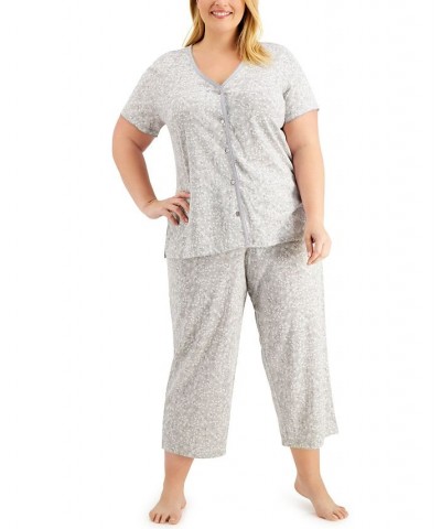 The Everyday Cotton Plus Size Capri Pajamas Set Gray $15.18 Sleepwear