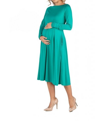 Midi Length Fit and Flare Pocket Maternity Dress Indigo $18.00 Dresses