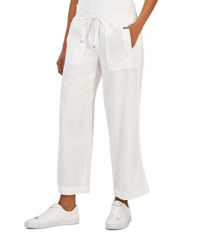 Women's Solid Linen-Blend Pants Bright White $42.79 Pants