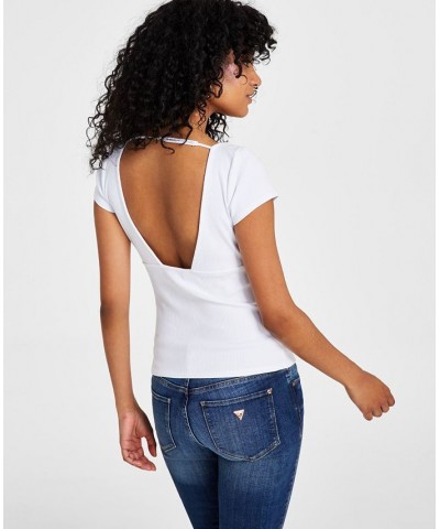 Women's Eco Nataly Plunge-Neck Cutout-Back Top White $30.36 Tops