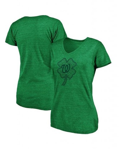Women's Washington Nationals St. Patrick's Day Paddy's Pride Tri-Blend V-Neck T-shirt Heathered Kelly Green $20.70 Tops
